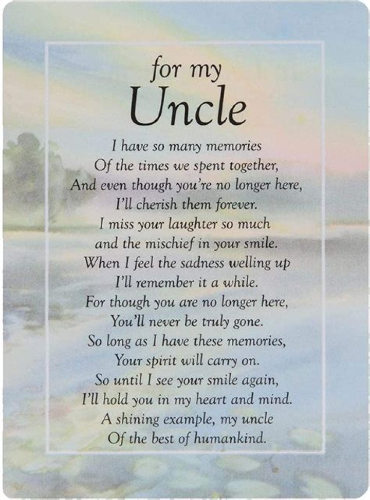40+ Funeral Poems for a Beloved Uncle Funeral poems, Poems for uncles