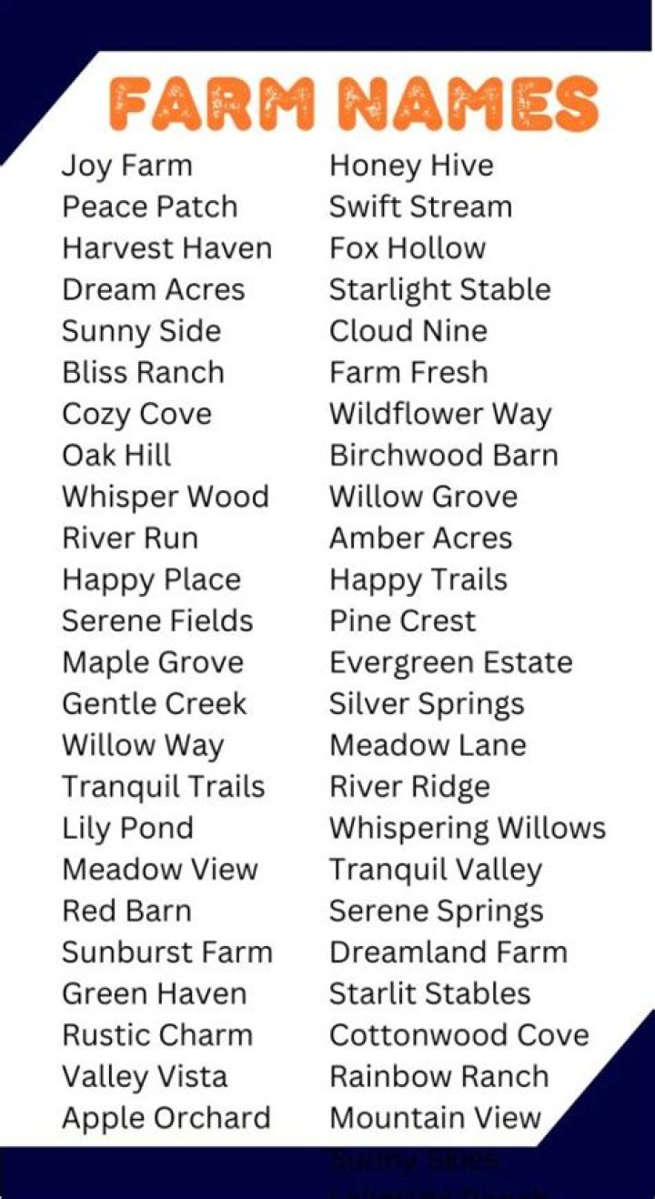 55 Aesthetic Farm Names Caca Doresde