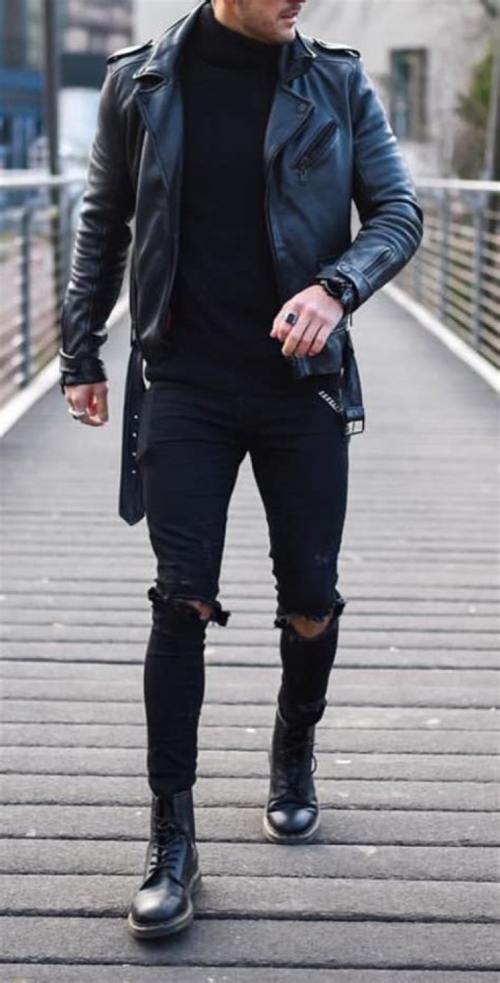 Bad boy style outfits for men Leather jacket outfit men, Black outfit