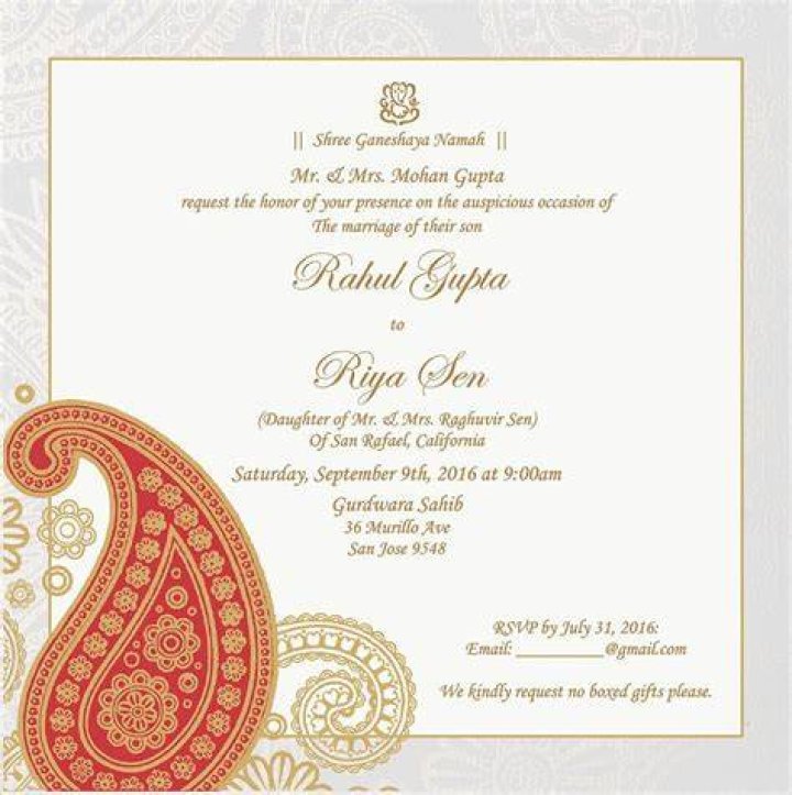Hindu Marriage Invitation Format