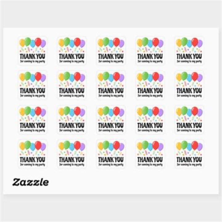 Thank you birthday party sticker with balloons Zazzle